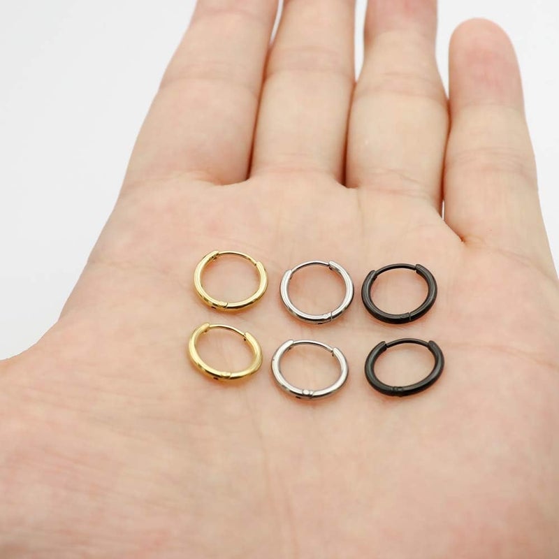 EACHLP Unisex 18K Real Gold Plating Surgical Steel Sleeper Tiny Hoop Earrings,Nose Ring Septum Ring Helix Ring Daith Ring Lip Ring Nipple Ring Snug Ring Rook Ring Body Piercing Jewelry - Image 2